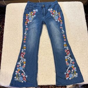 Embroidered Bell Bottom Women's Jeans